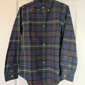 Ralph Lauren Navy and Green Plaid Shirt